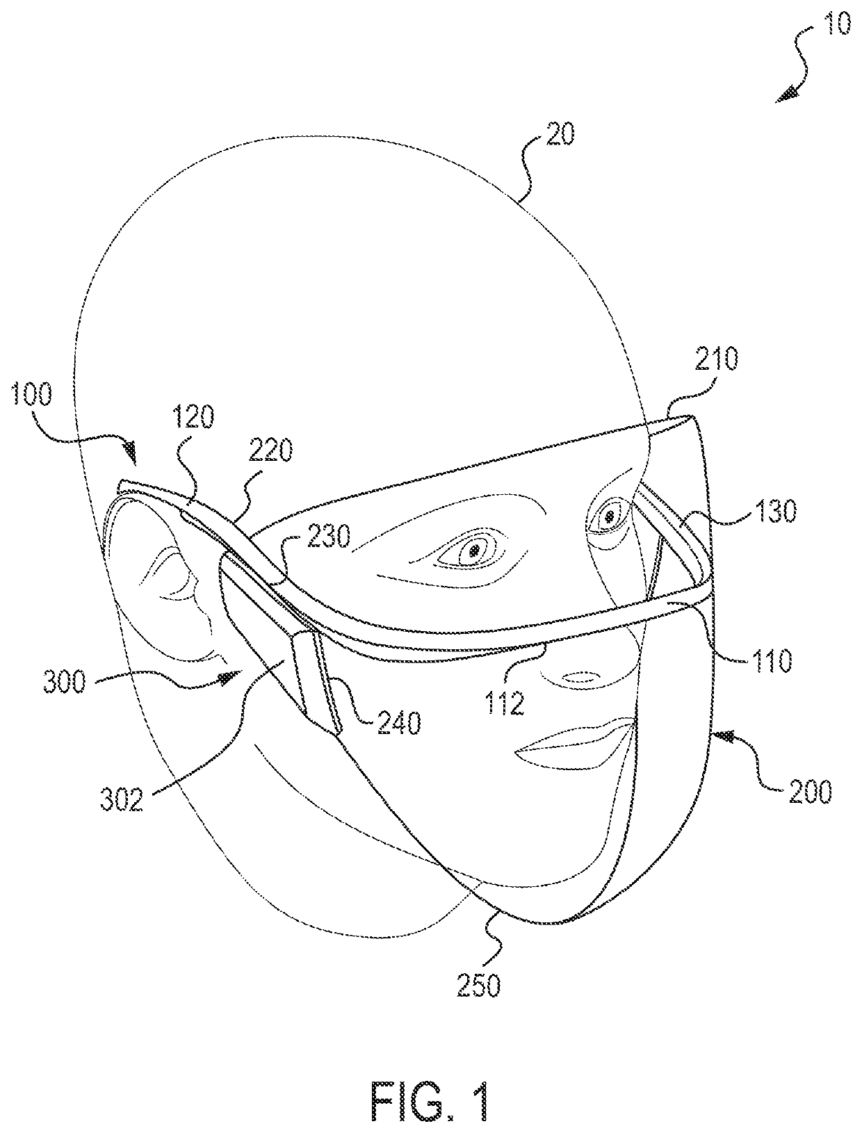 Active face shield and related systems and methods