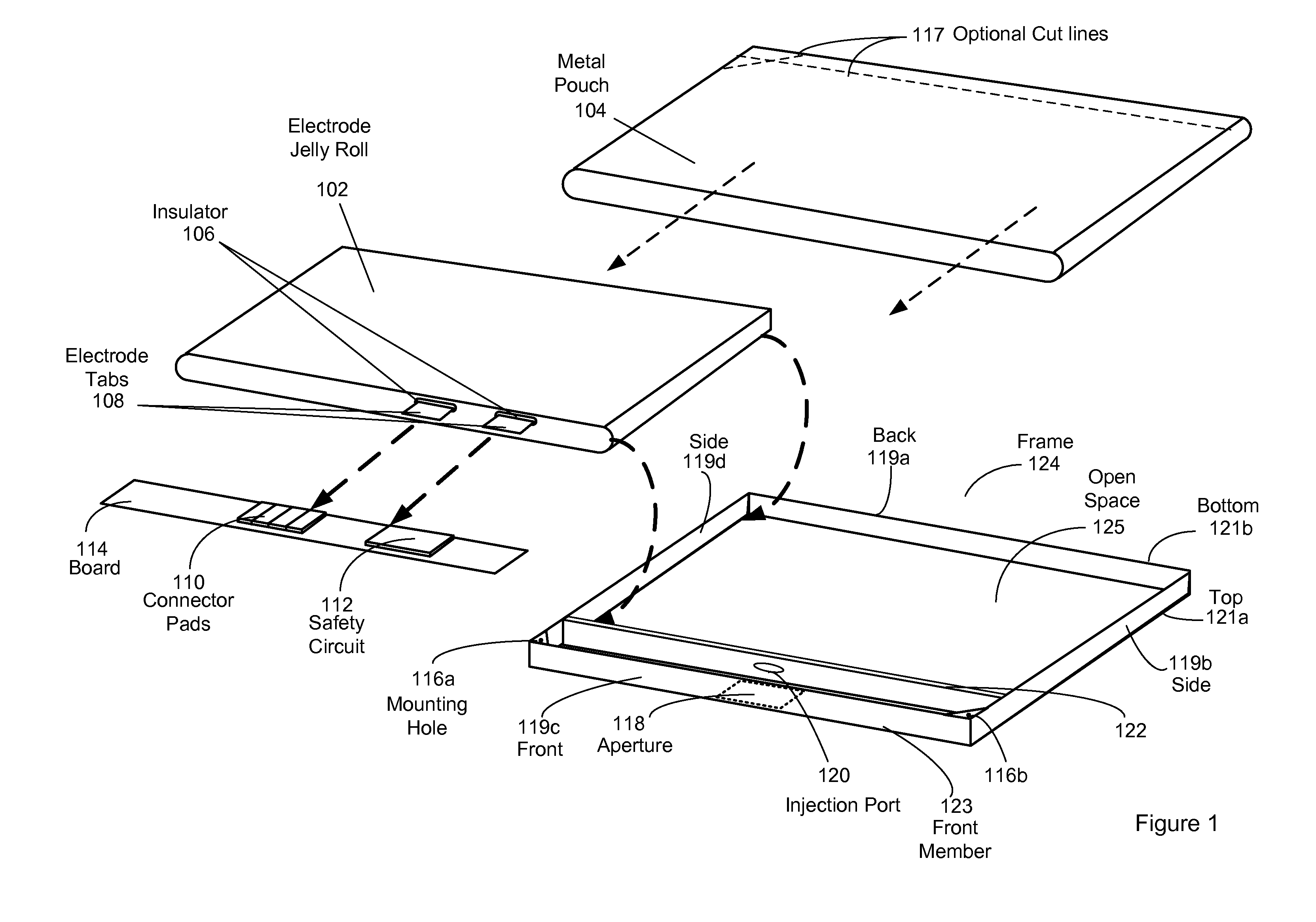 Integrated frame battery cell