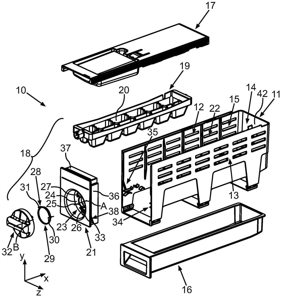 Ice maker, household refrigeration appliance and method for installing rack of ice maker