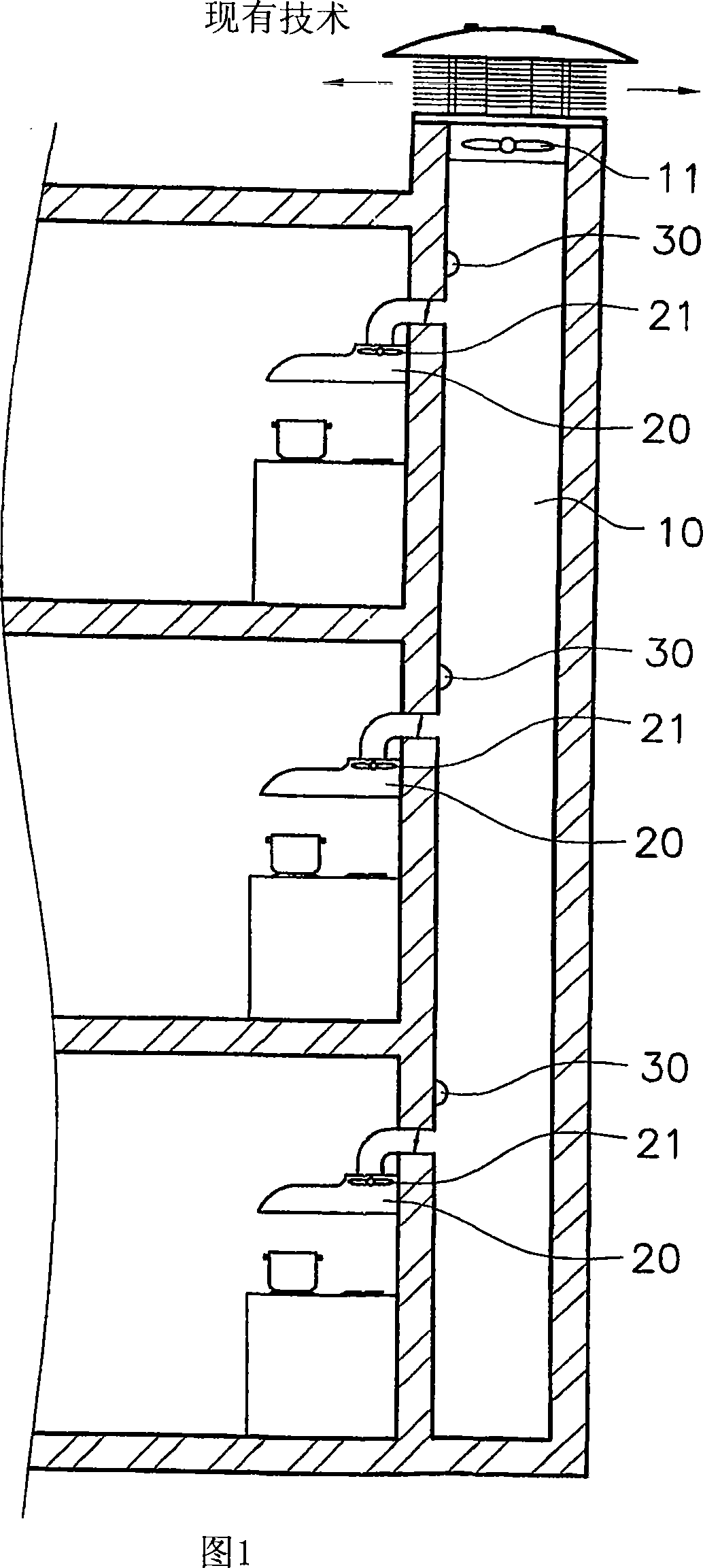 Kitchen ventilation system with fan having positive pressure-to-output characteristic applied thereto