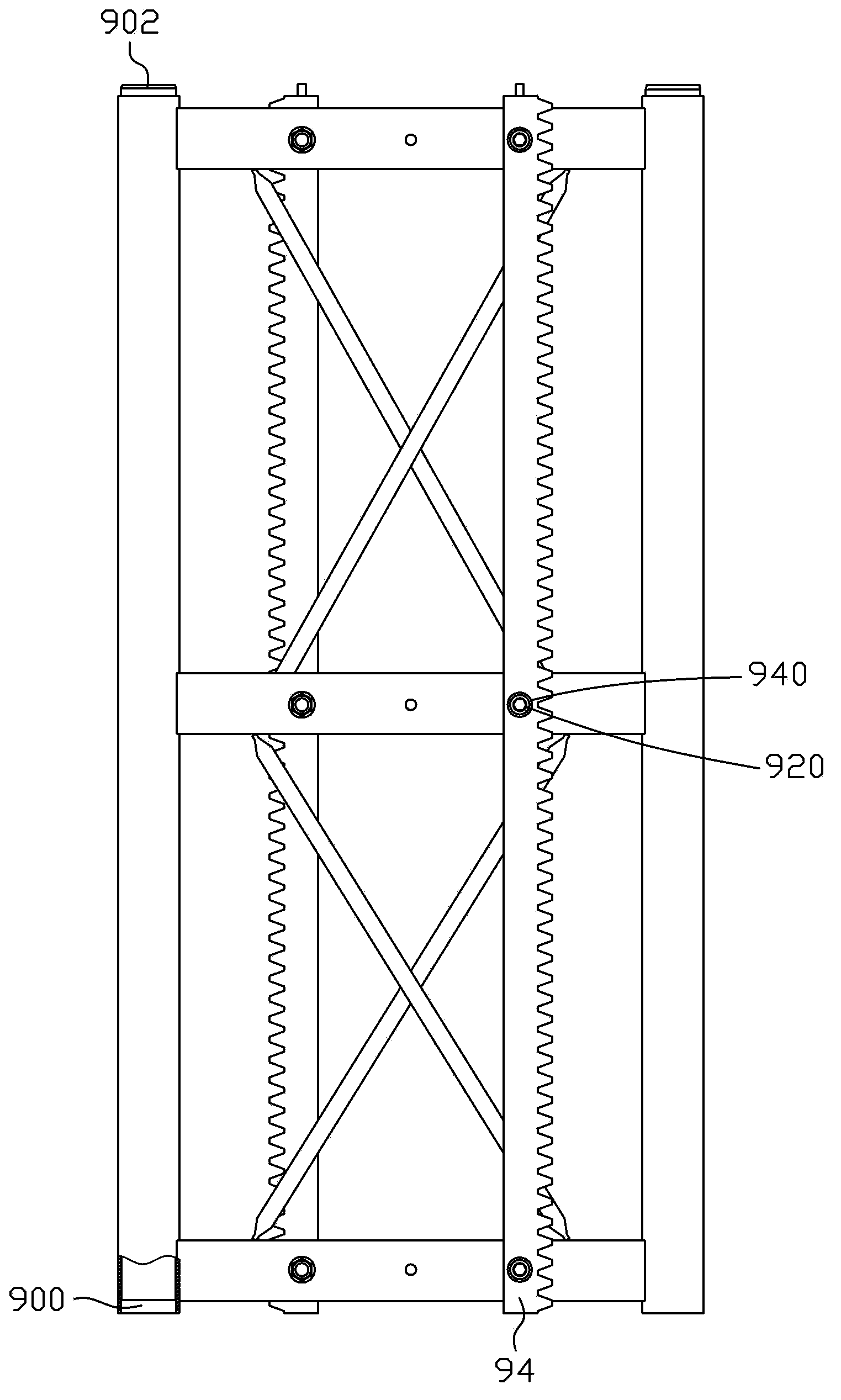 Method and technological equipment for mounting rack on standard section