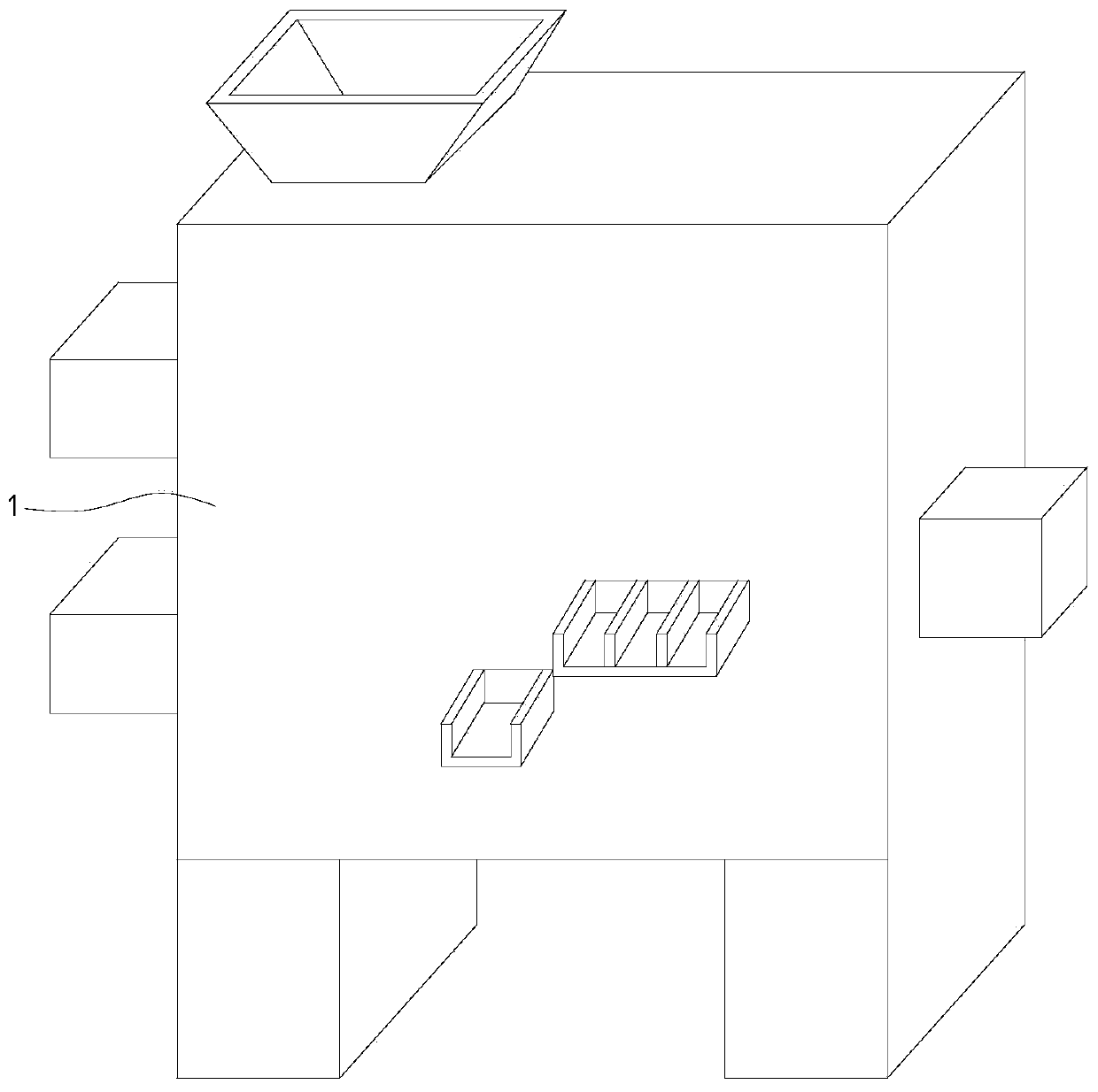 Through-flow-type garbage guiding, collecting and smashing device