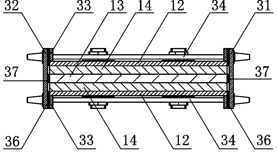 Composite coupling beam damper and assembling method thereof