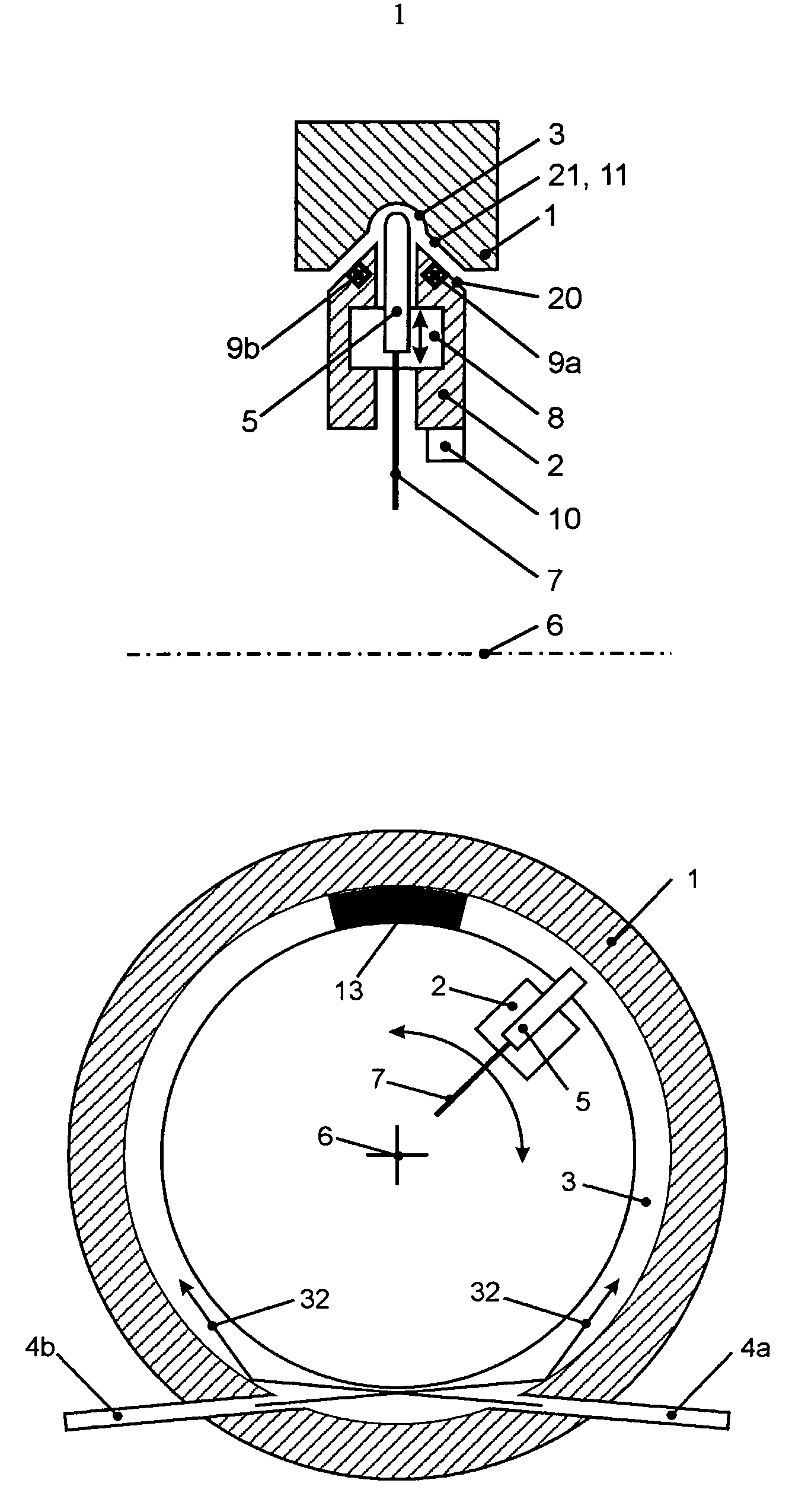 Optical rotating data transmission device having an unobstructed inner diameter