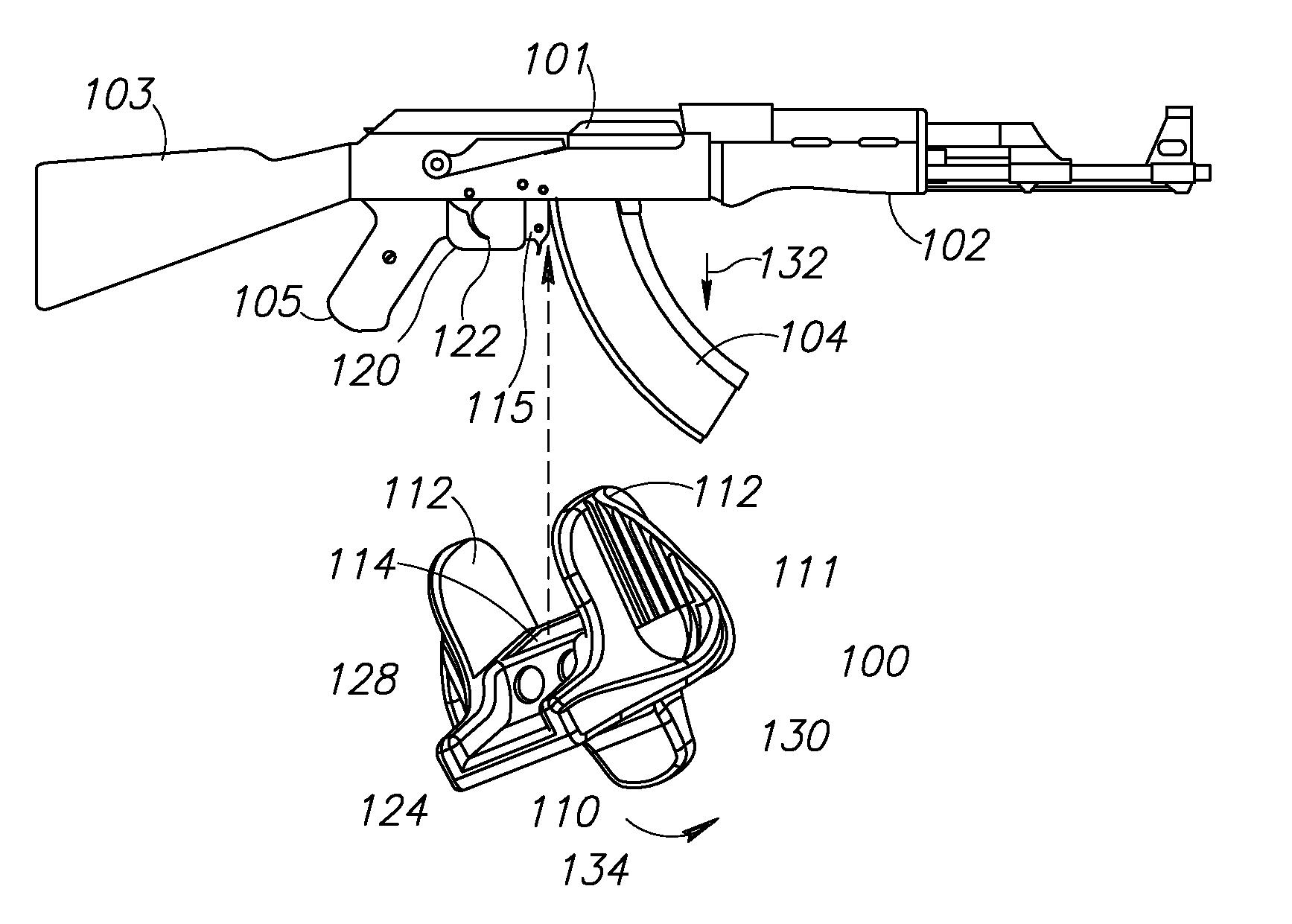 Assault rifle magazine ejector extension