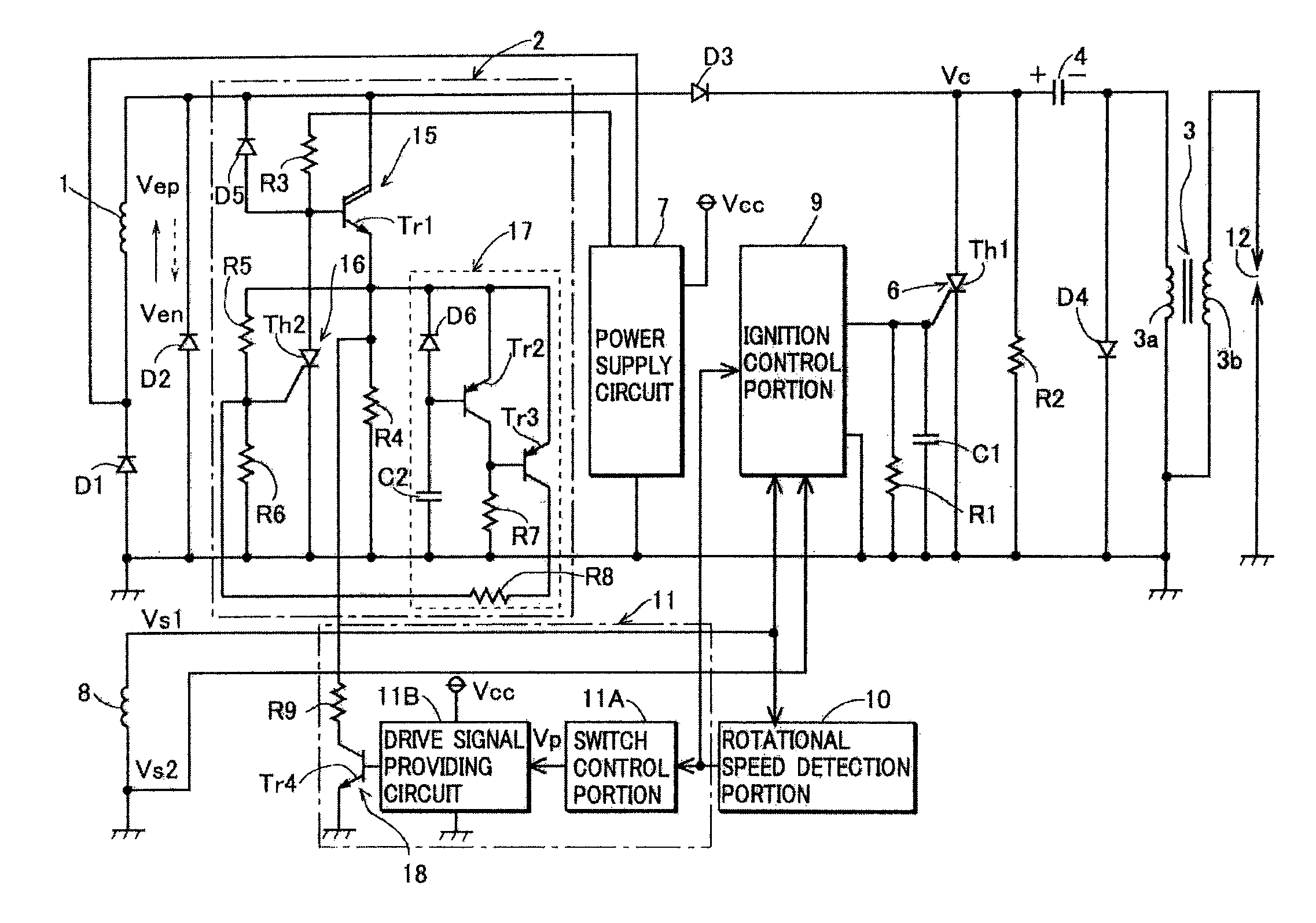 Capacitor discharge ignition device for engine