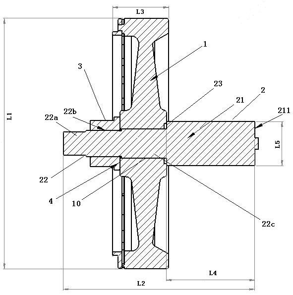 Impeller auxiliary structure for overspeed test of cantilever centrifugal expanderimpeller