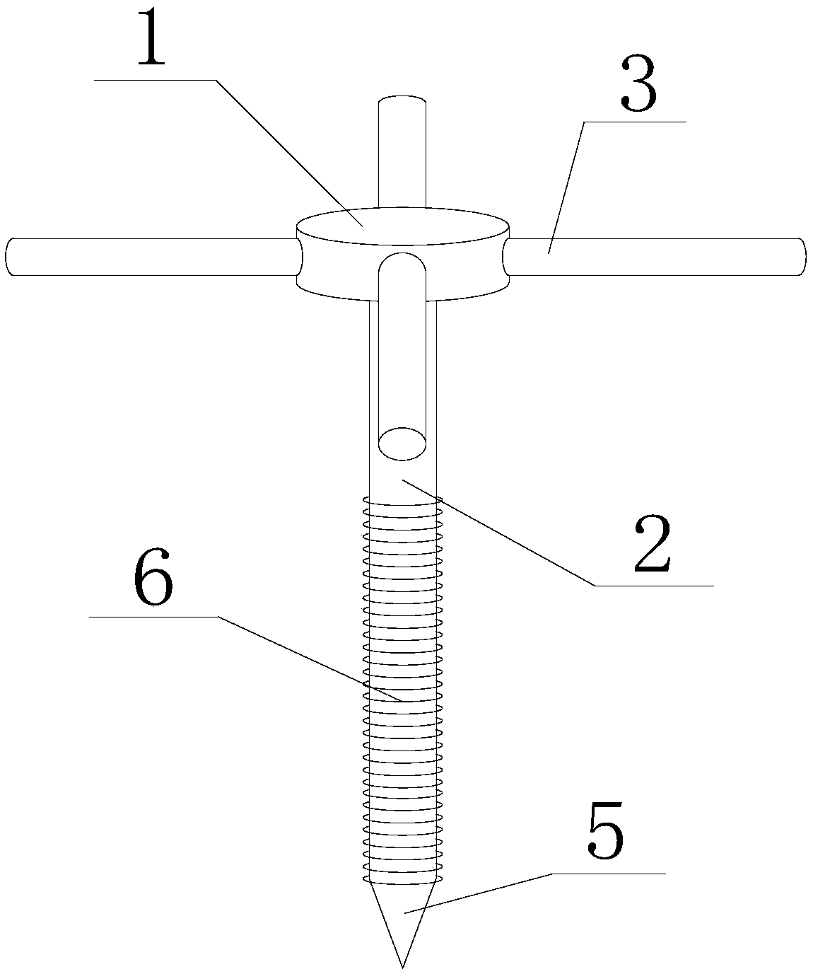 Camping tent fixing device with rotating threads