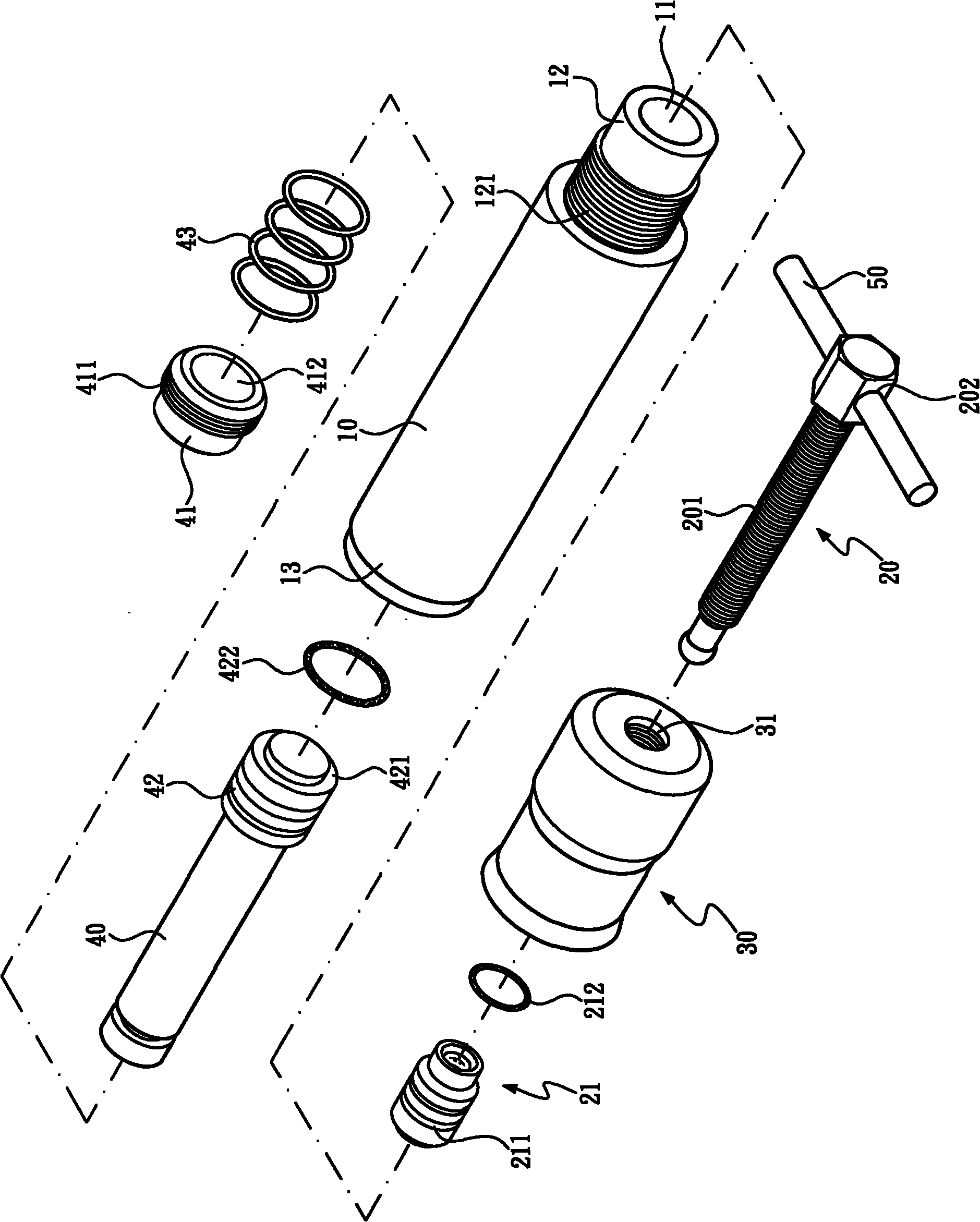 Oil pressure rod device for manual power tool