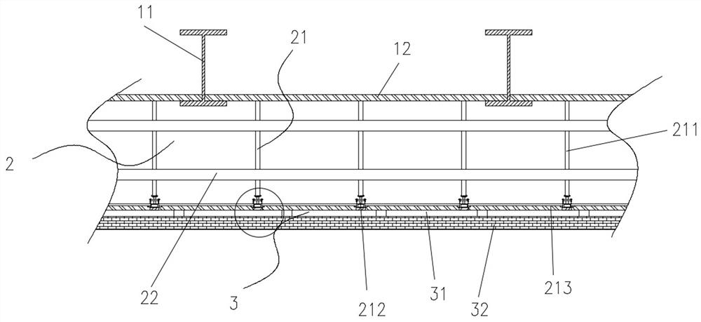 A long-span corridor with a comprehensive curtain wall at the bottom and its construction method