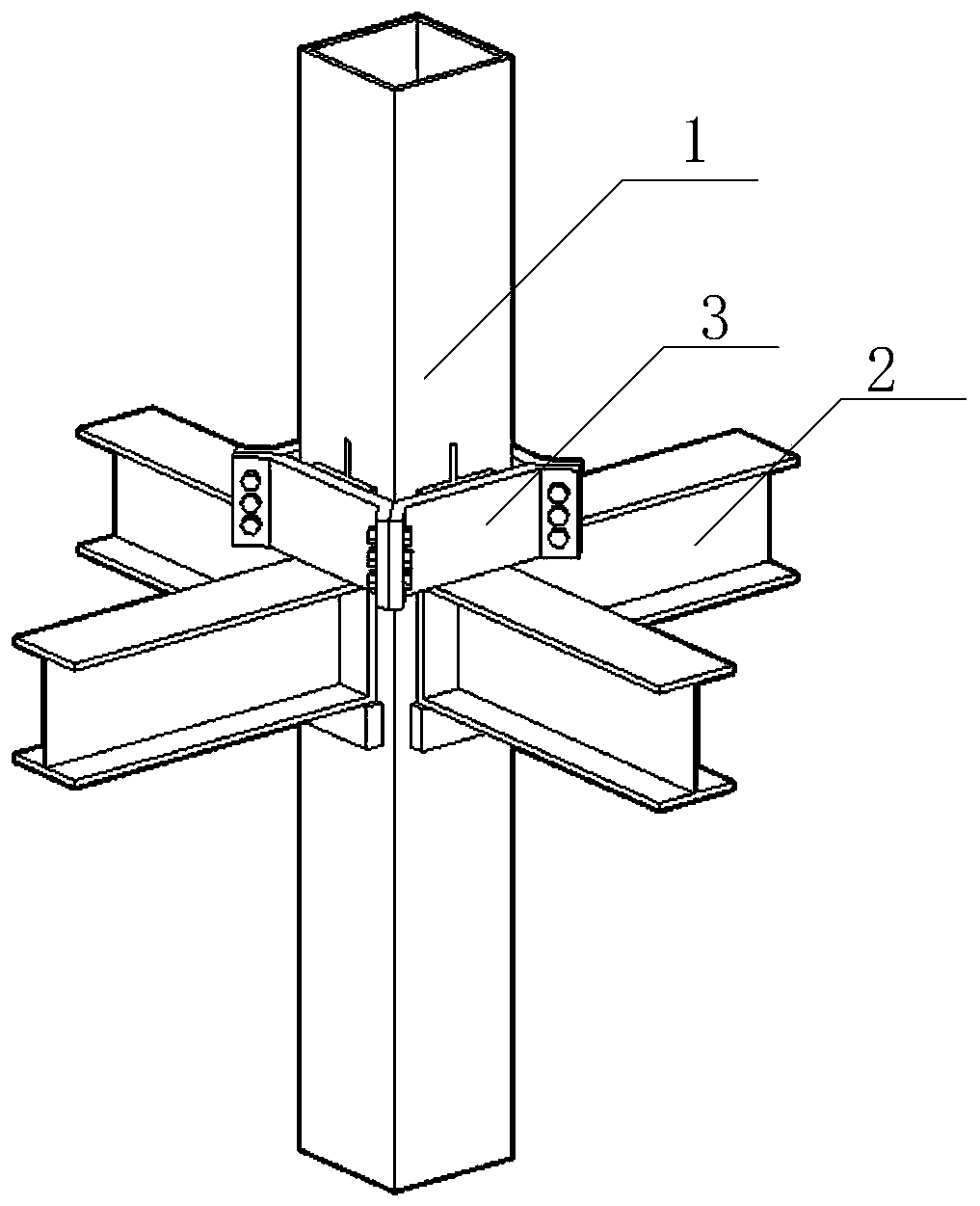 An assembled connection node between a plug-in buckle beam and a column