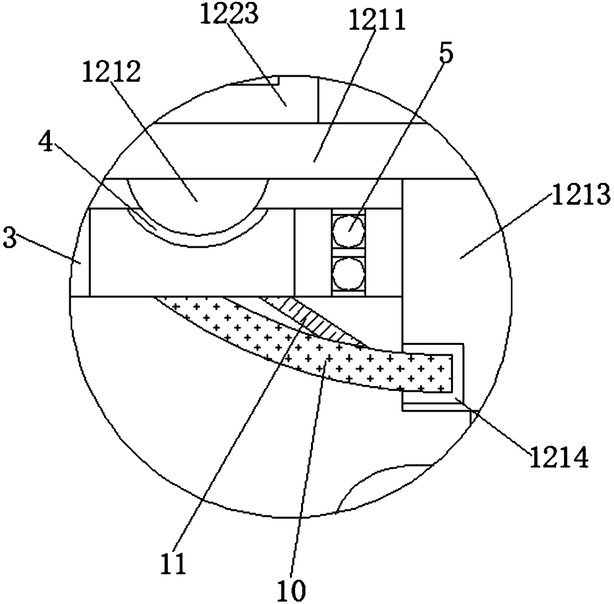 Kinetic friction force-based kernel removing device for deep processing of apples