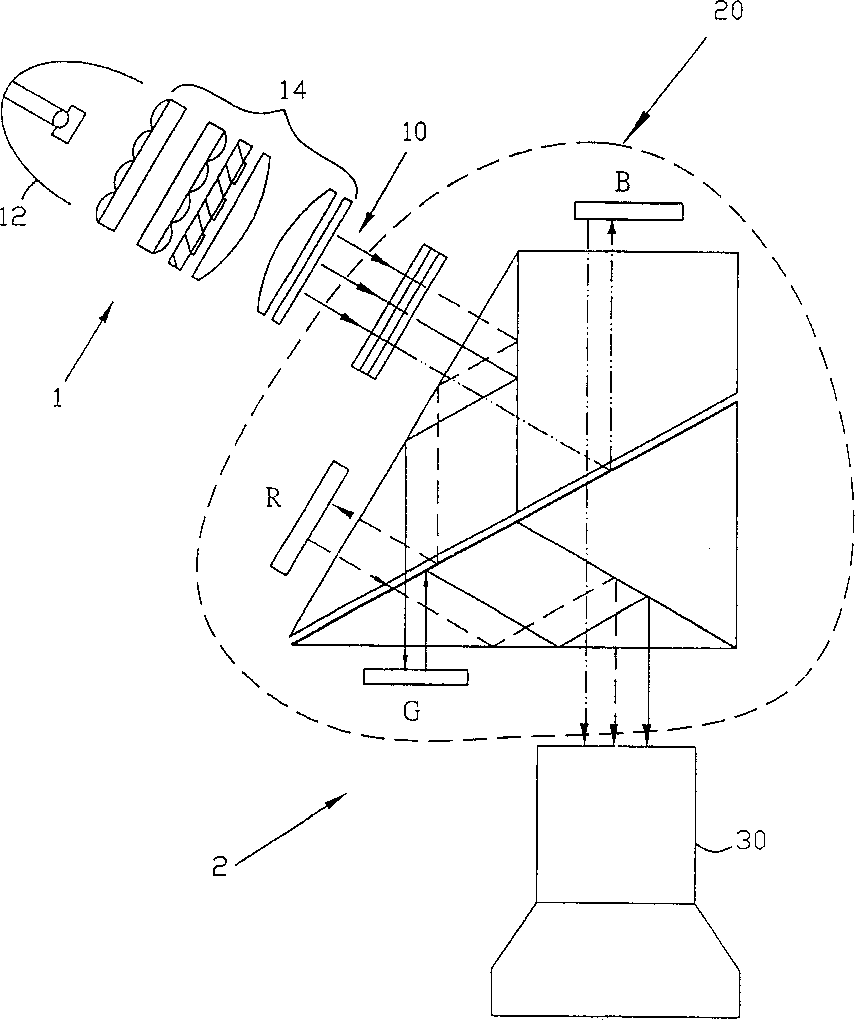 Optical system of projection display apparatus