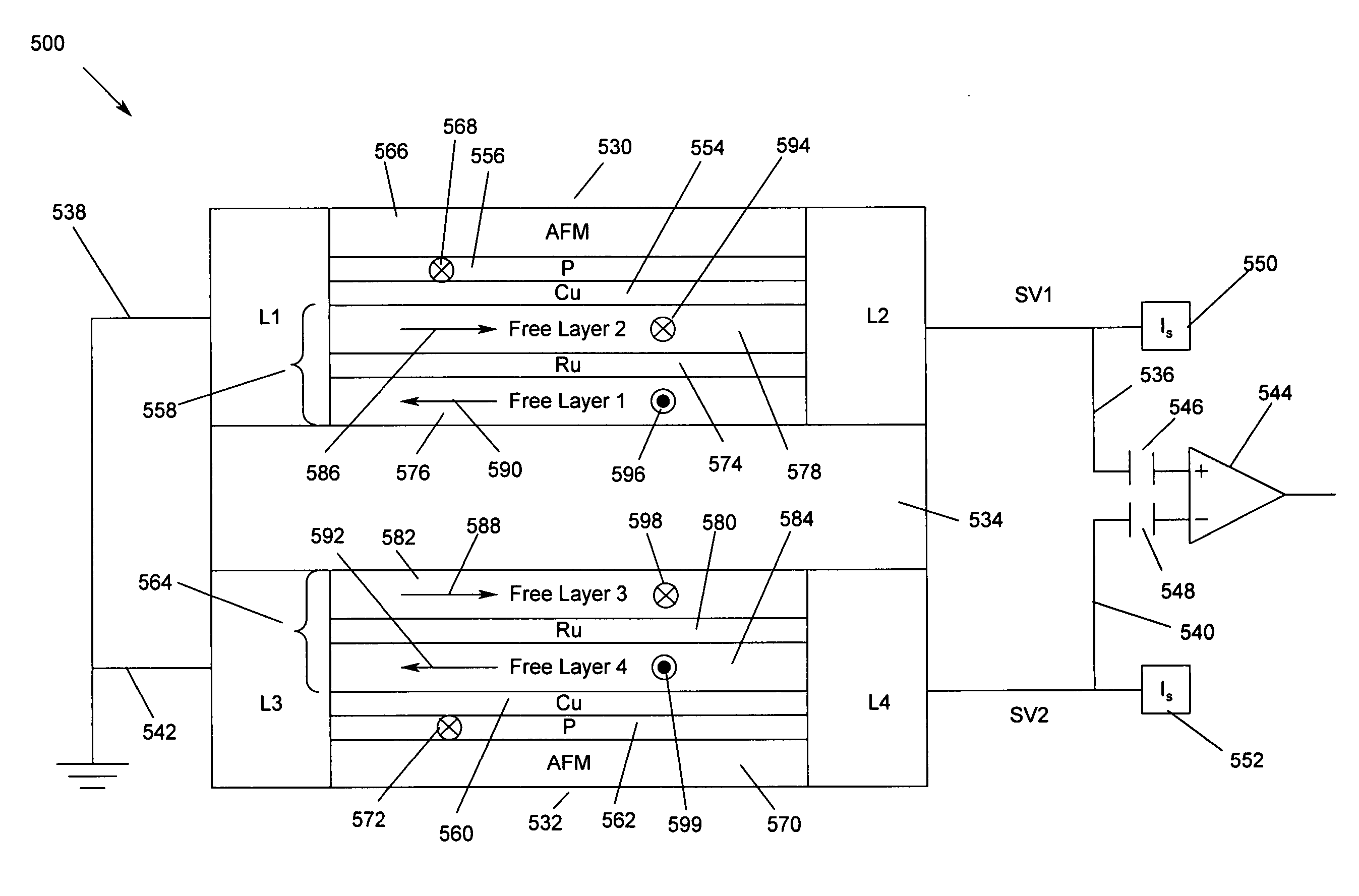 Method for providing a self-pinned differential GMR sensor and self-pinned differential GMR sensor
