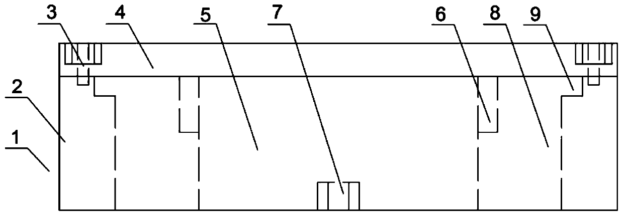 Shearing box for testing anisotropy of rock sample structural surface and using method thereof