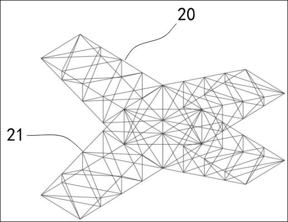 Branching tower for four-loop overhead transmission line
