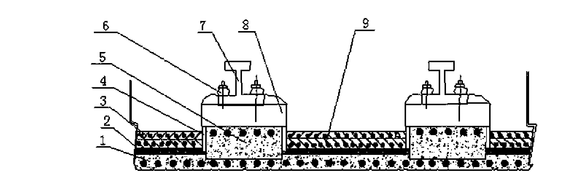 Construction technology of ballast bed of bridge double-block ballastless track