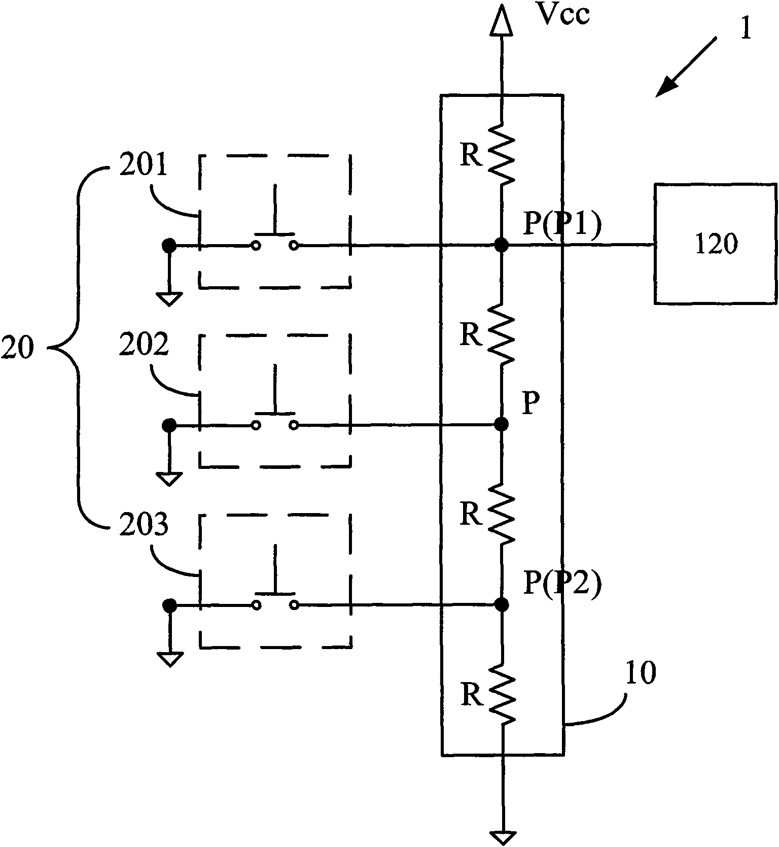 Key circuit, electronic device and television using same, and testing method