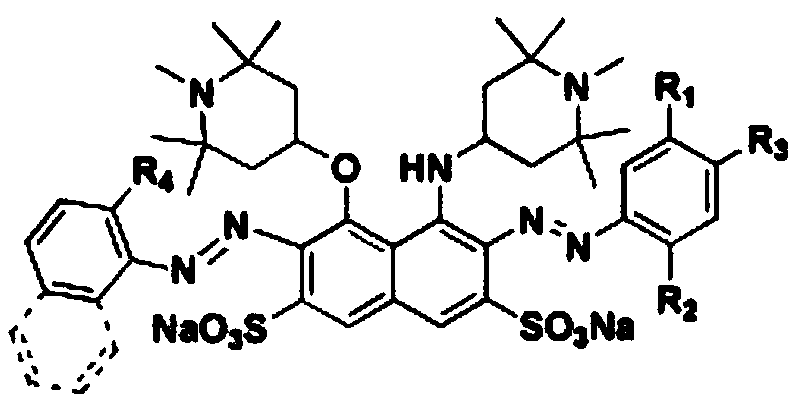 Sun-proof disazo acid dye with H acid structure and preparation method of sun-proof disazo acid dye