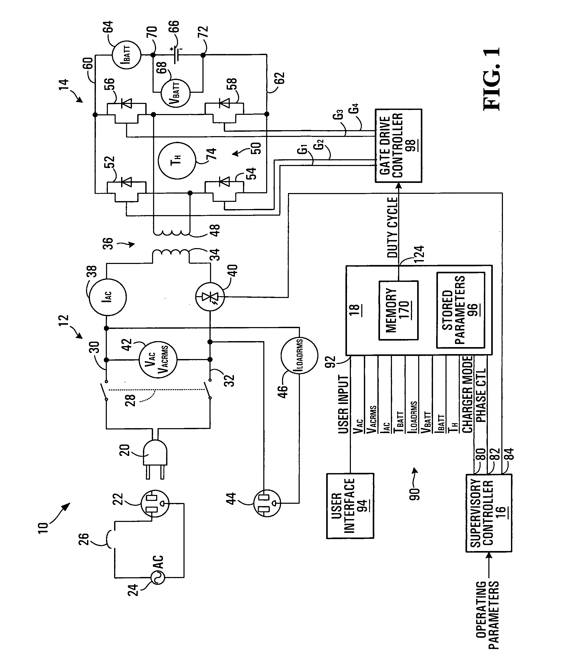 Duty cycle controller for high power factor battery charger