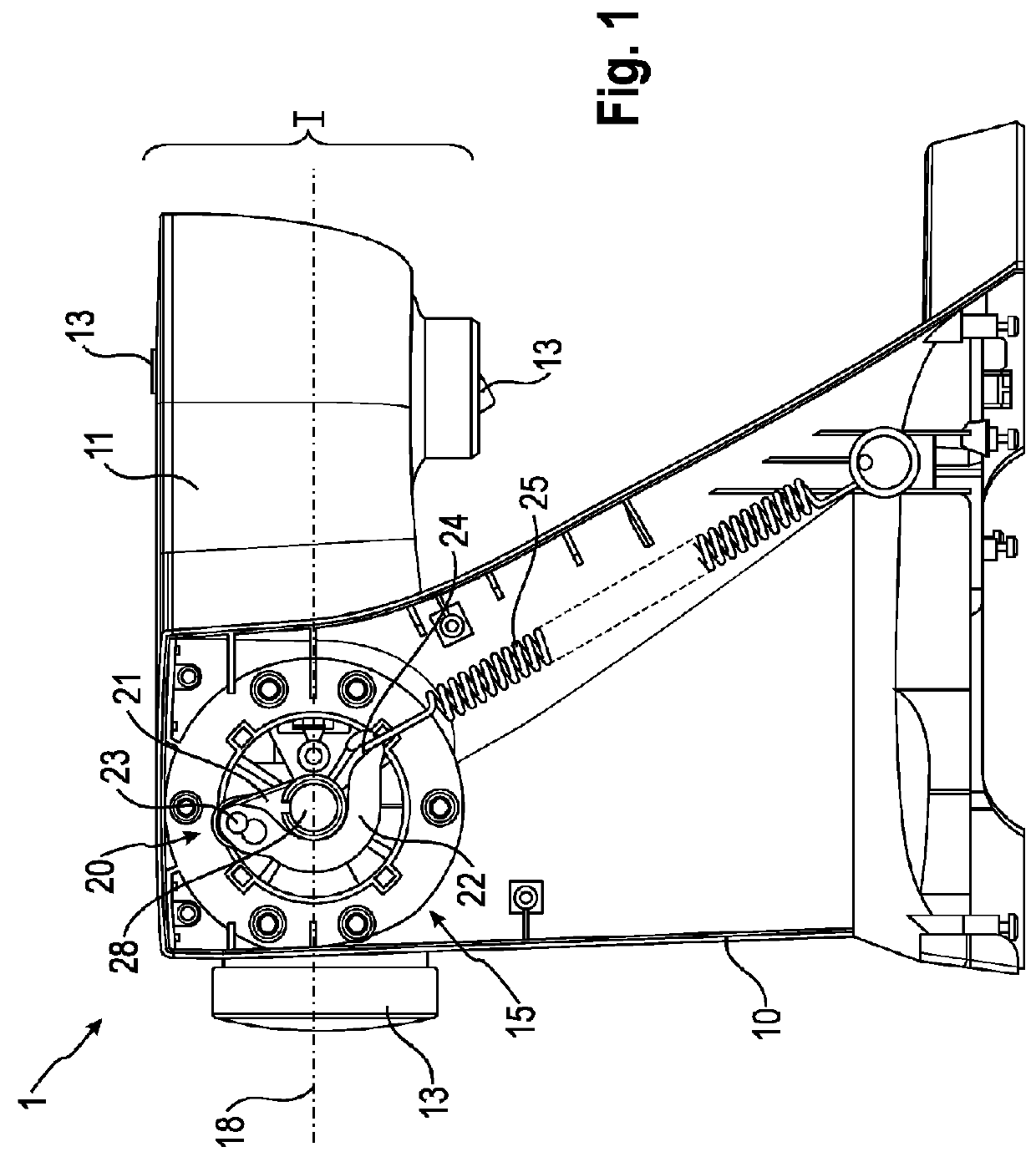 Kitchen appliance with a pivoting arm