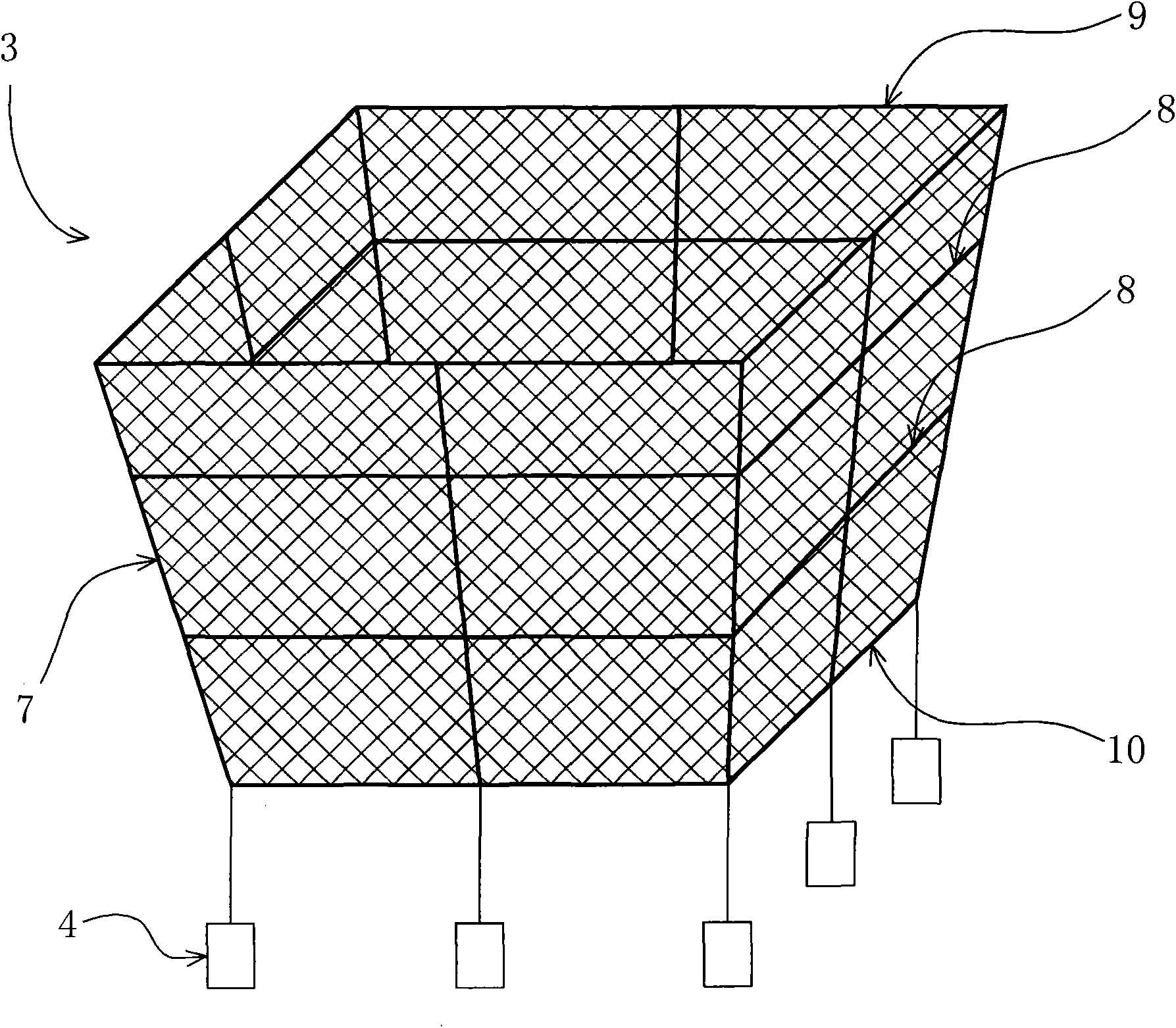 Square platform shape anti-flow net bag used for square-shaped net box