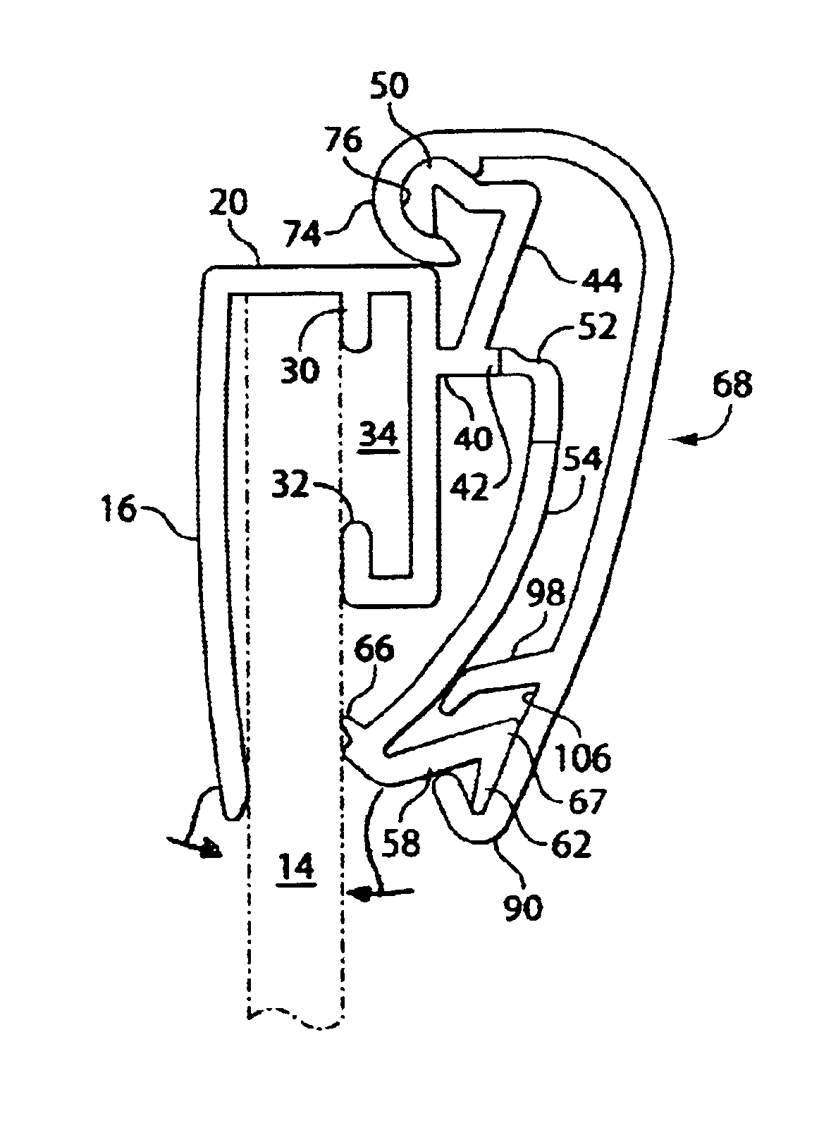 Snap frame arrangement