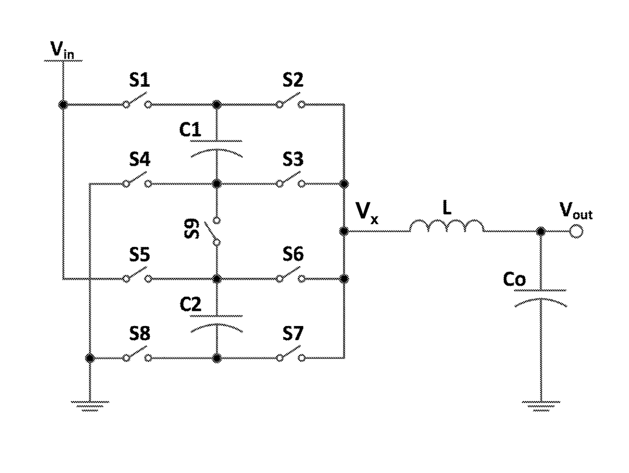 Switched capacitor circuit modifying voltage on the inductor of a buck regulator