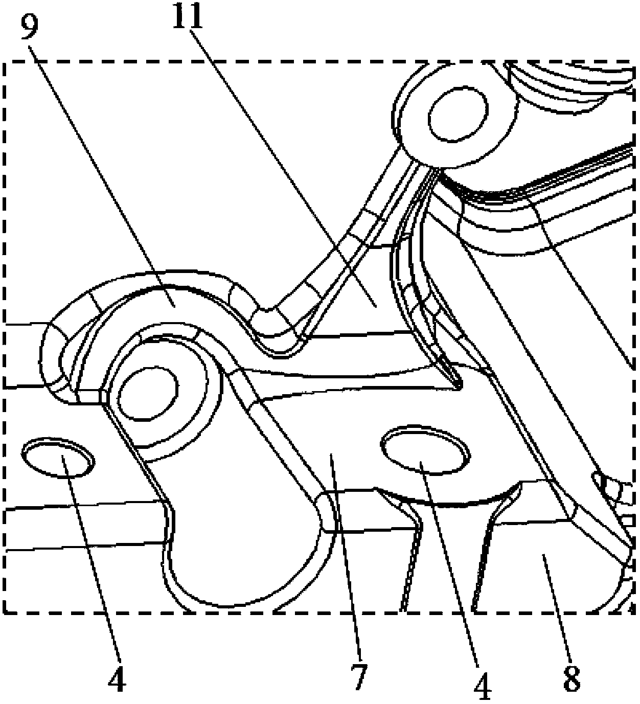 Motor front cover with hanging right support installation structure