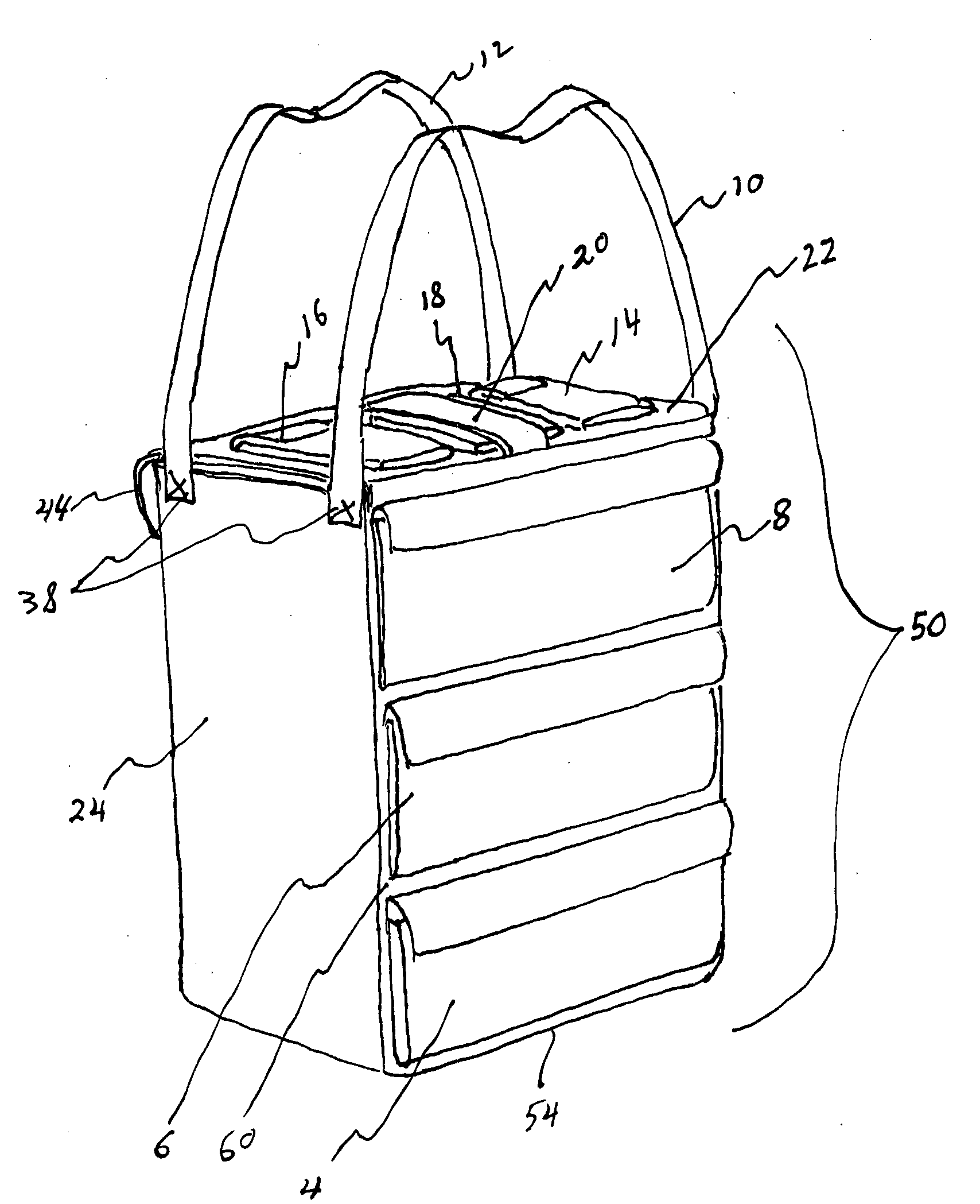 Grocery bag with pockets