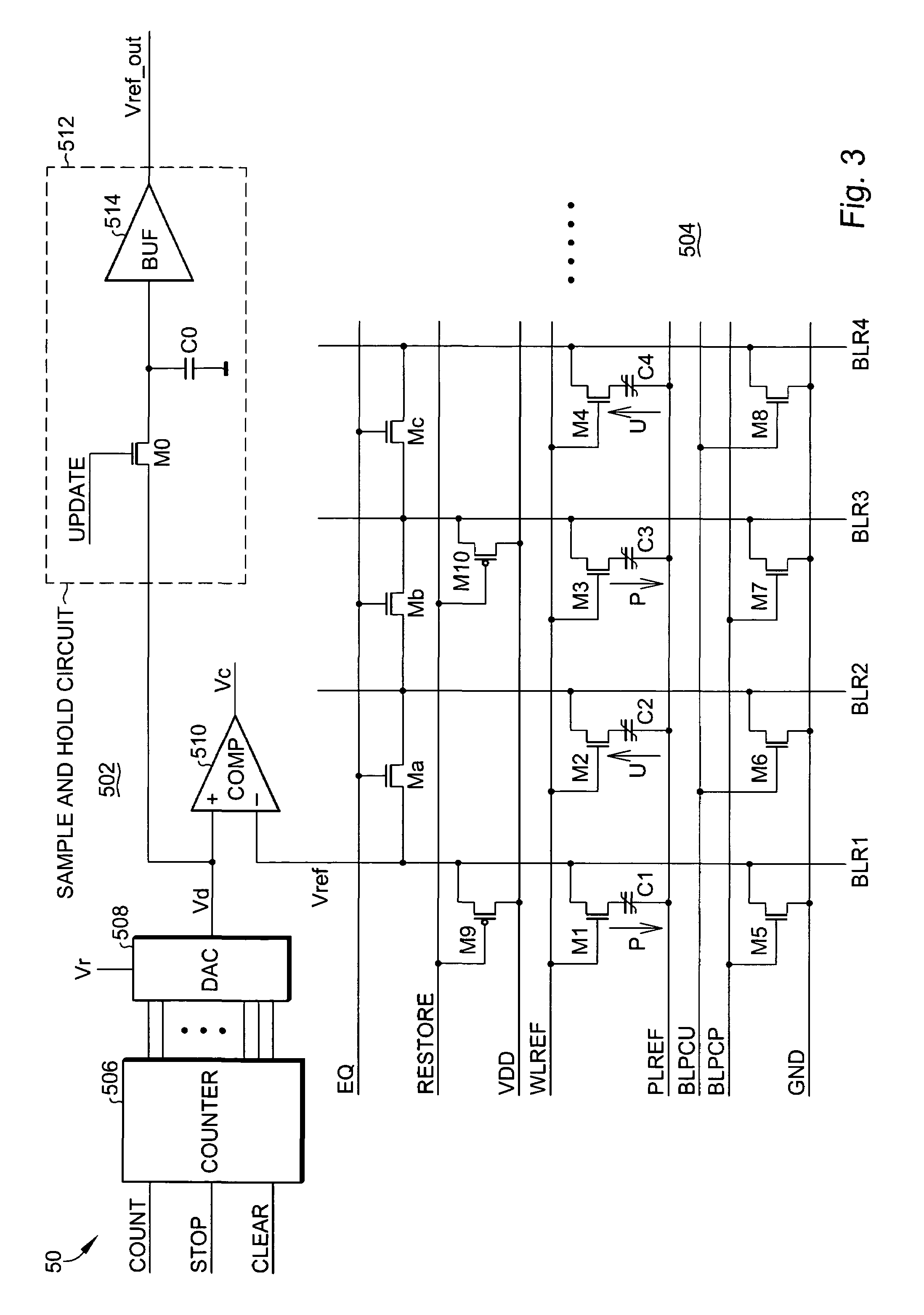 Circuit for generating a centered reference voltage for a 1T/1C ferroelectric memory