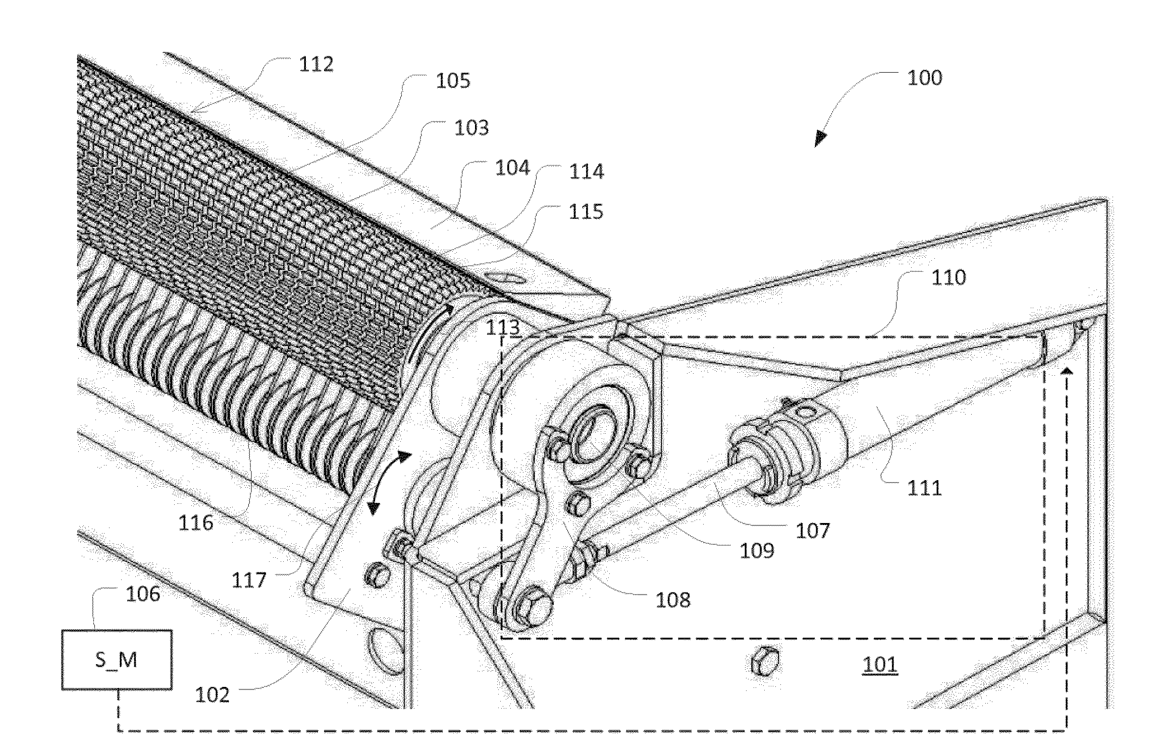 A skinning device for removing skin from an animal carcass part when conveyed by a conveyor means