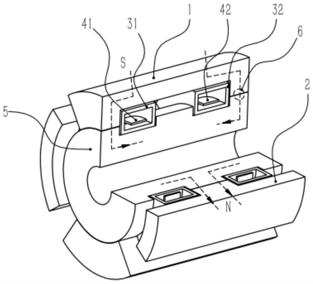 Excitation system of multi-superconducting-coil rotating pole shoe type high-temperature superconducting synchronous motor