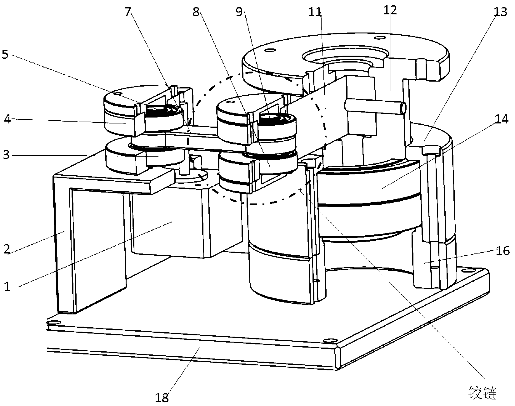 High-precision rotary table of gapless connecting rod mechanism and capable of moving slightly