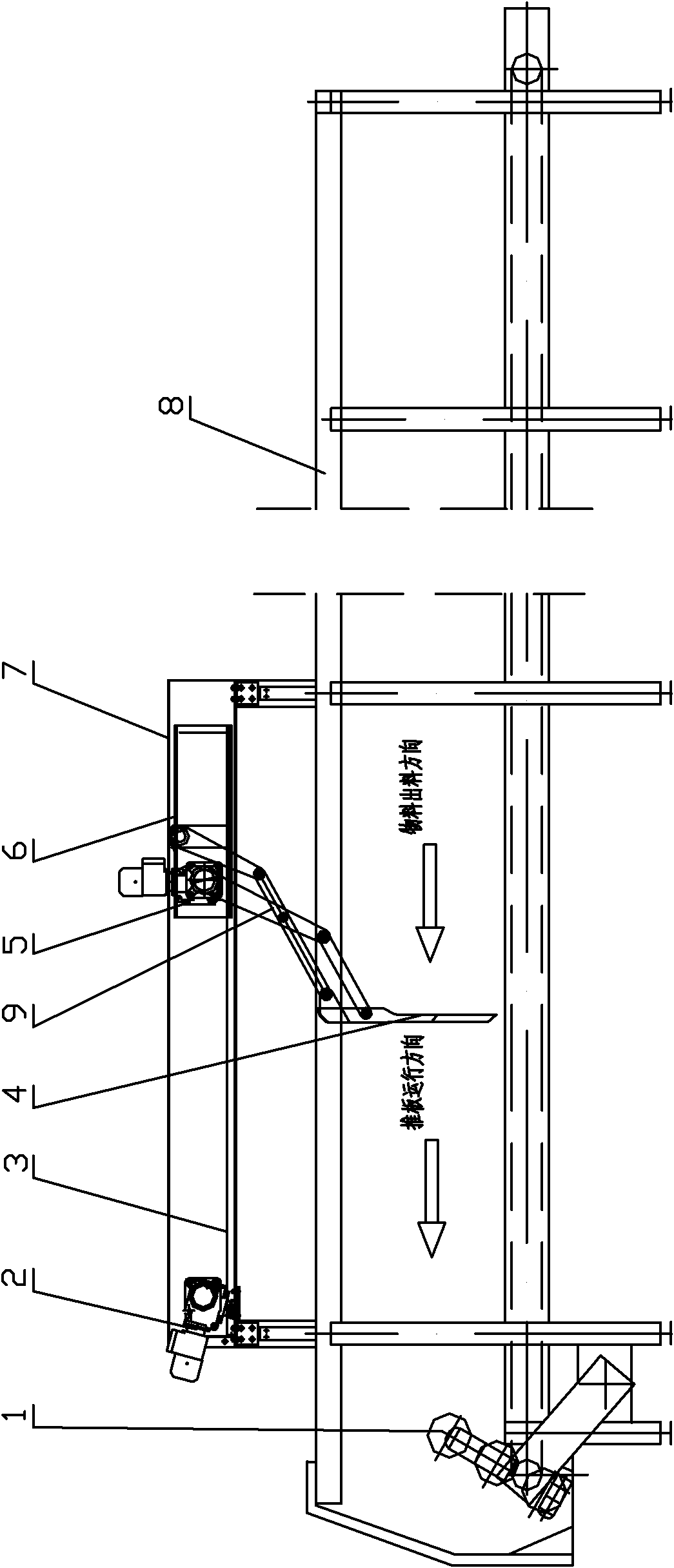 Device for pushing and feeding tail materials in silo