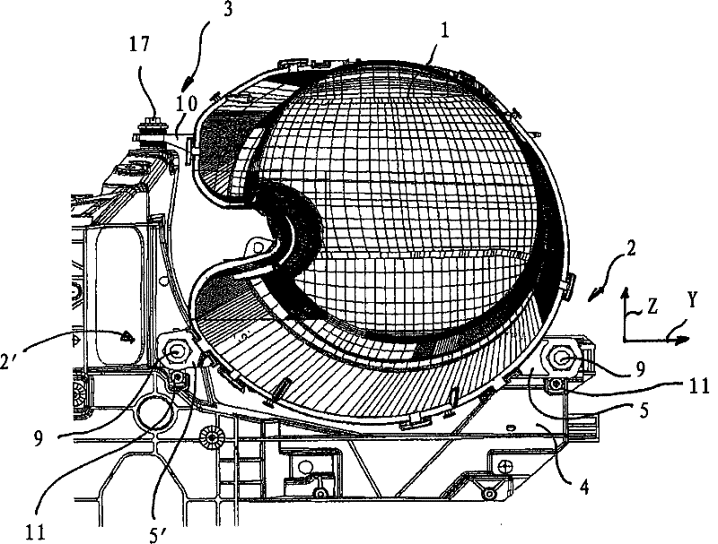 Device for the adjustable fixing of a head lamp