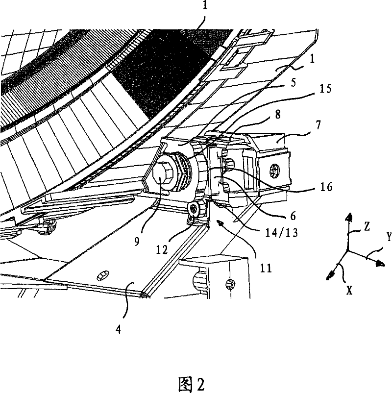 Device for the adjustable fixing of a head lamp