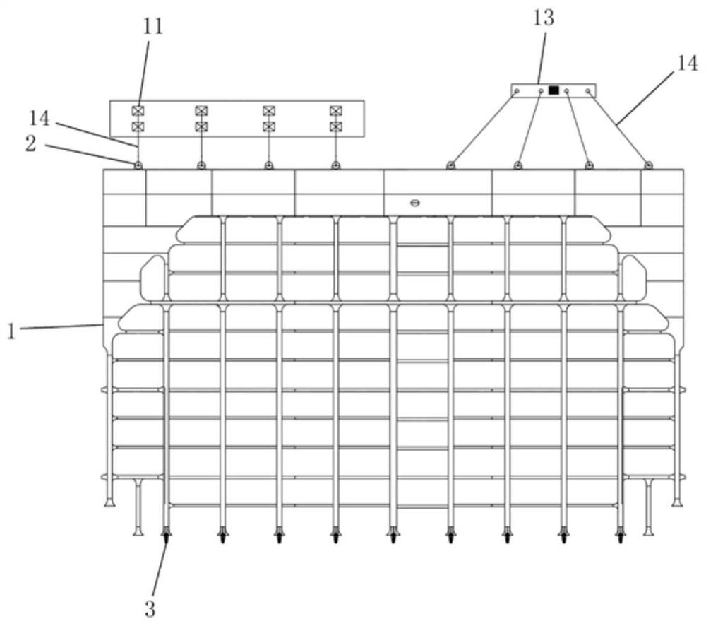 Landing turning-over method for a transverse bulkhead block of container ship