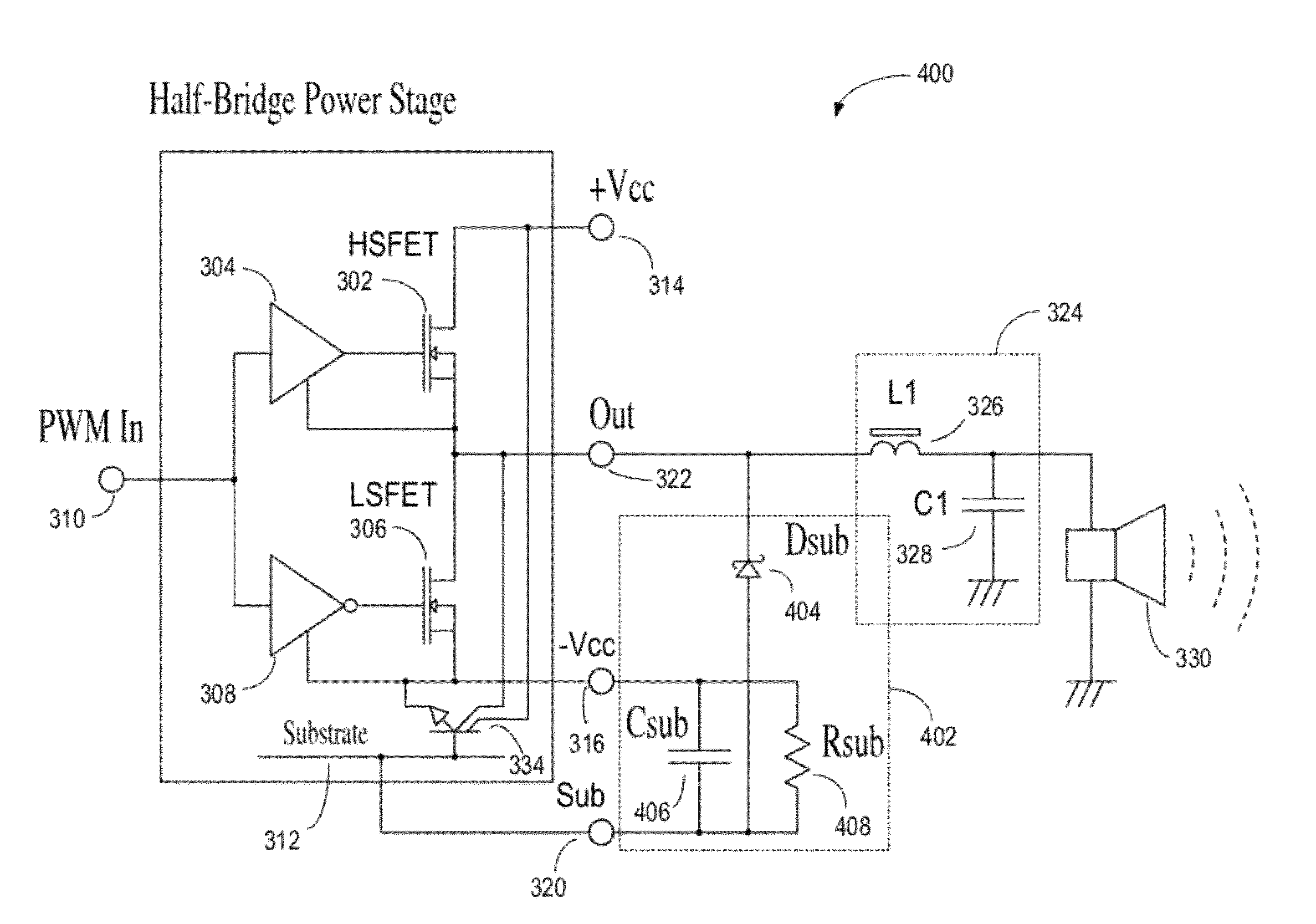 Amplifier system for a power converter