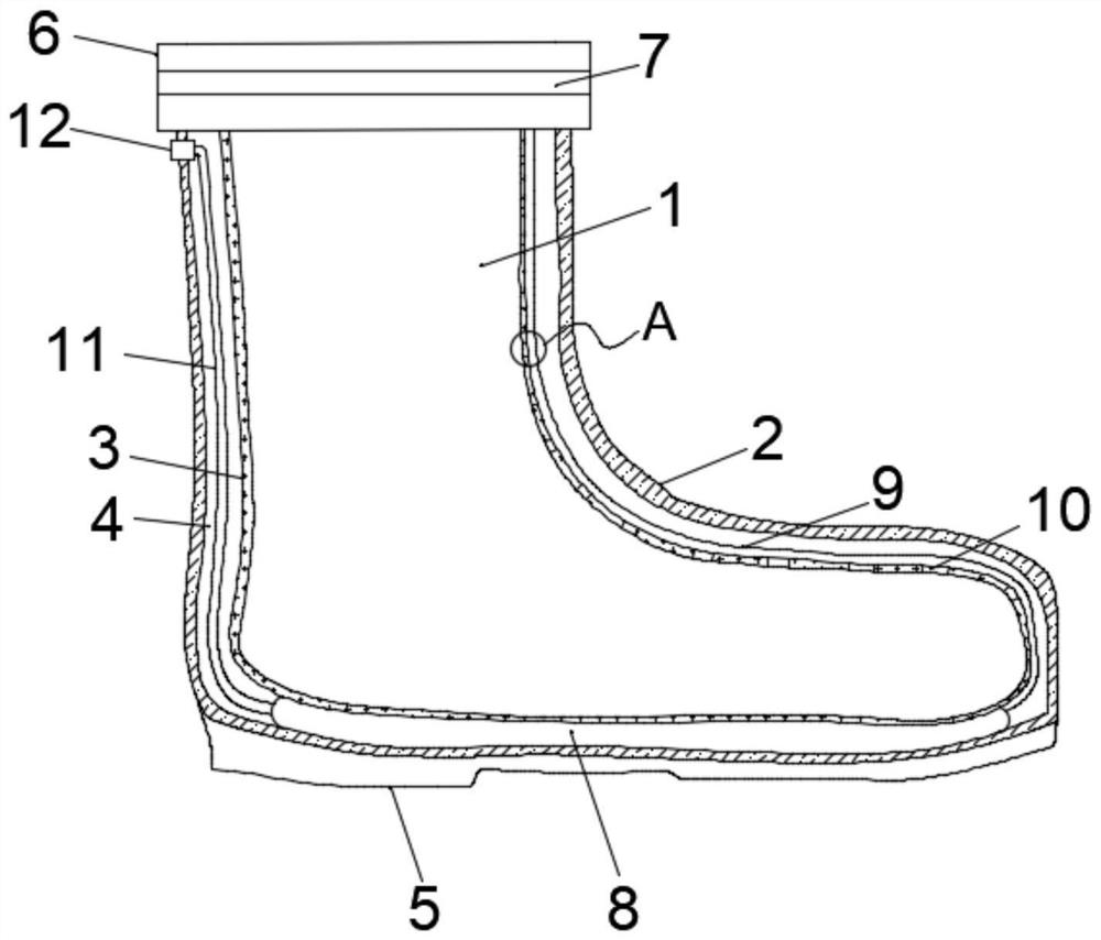 Anti-stuffy rain shoe capable of reducing sweating