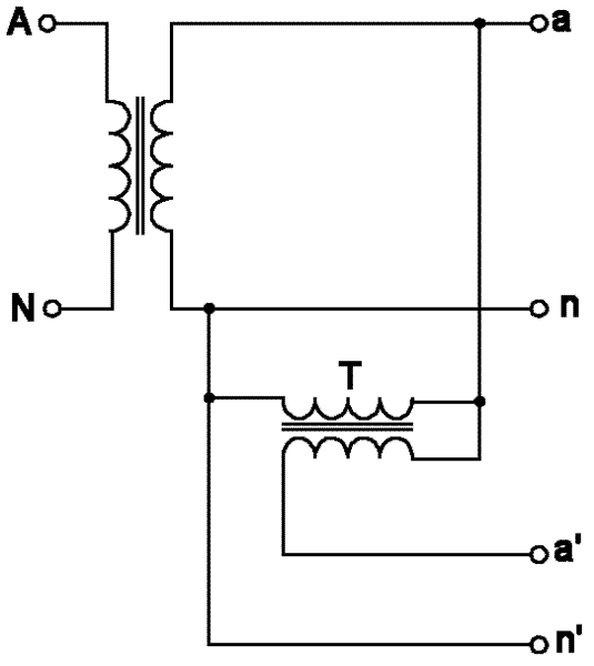 Integrated network distributing transformer with error compensating mutual inductor