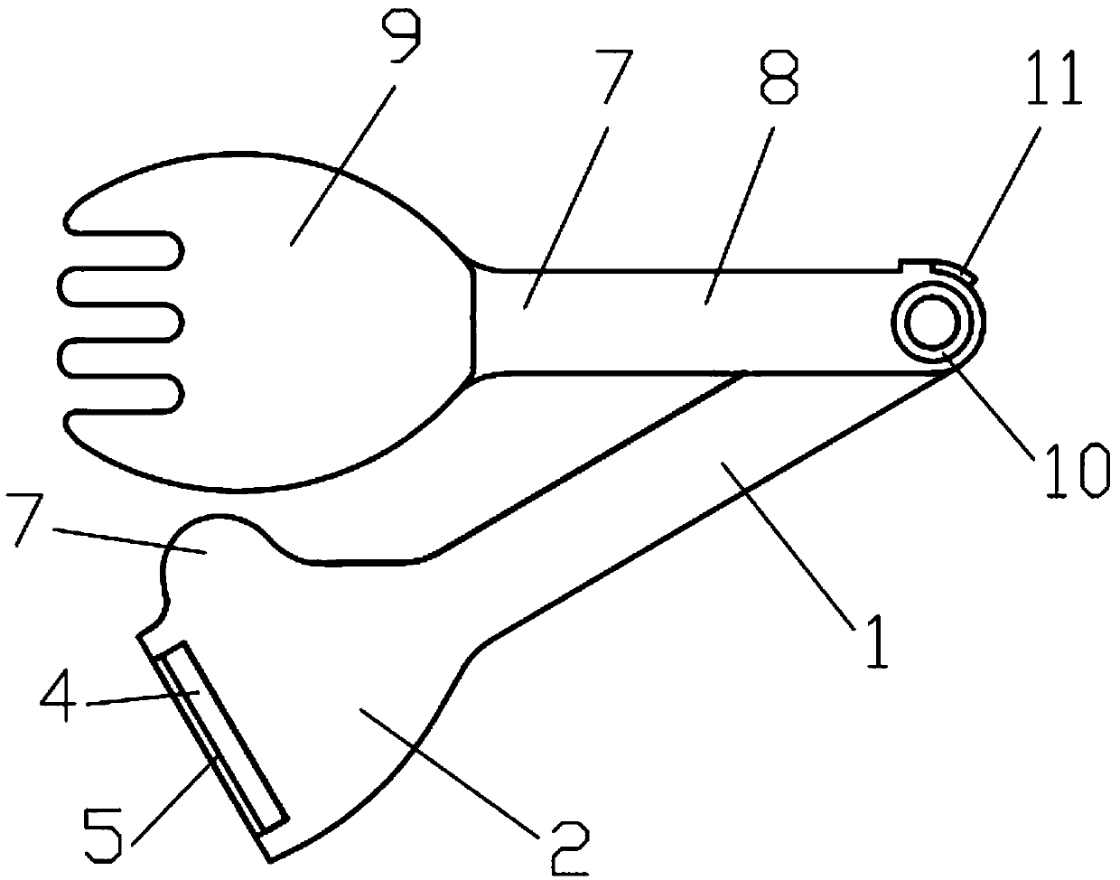 Multifunctional fork-spoon peel scraper