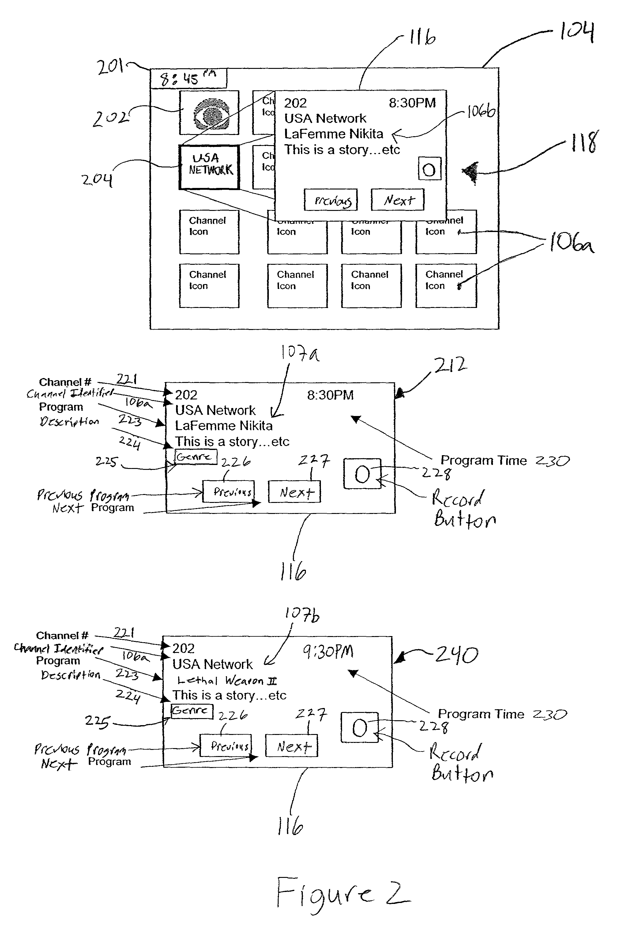 Client terminal for displaying program guide information associated with different programs within a pop-up