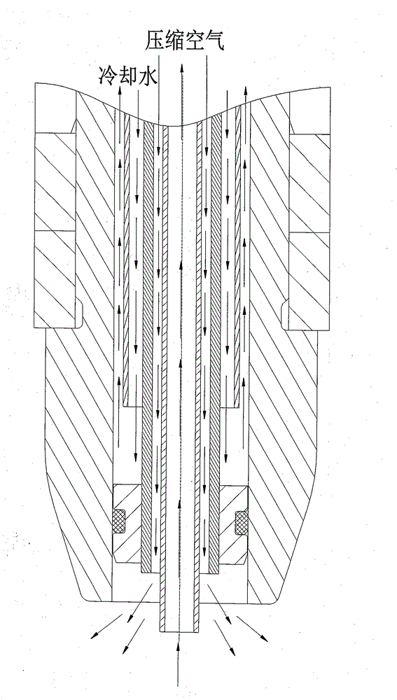 Bottle blowing machine blowing pin water cooled circulating device