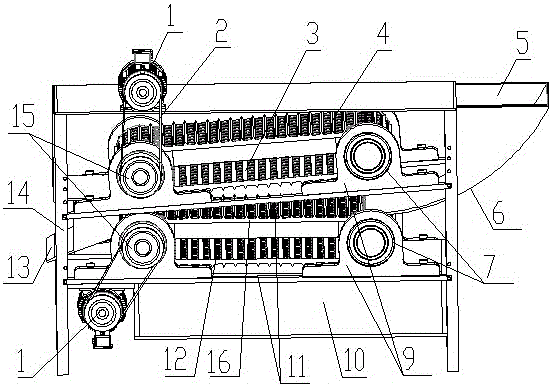 Squeeze corn thresher based on multi-row roller chain