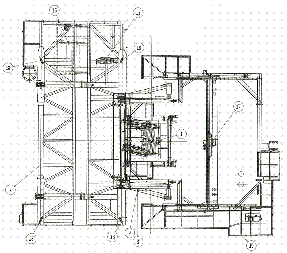 Telescopic overall hoisting derrick device and hoisting method thereof