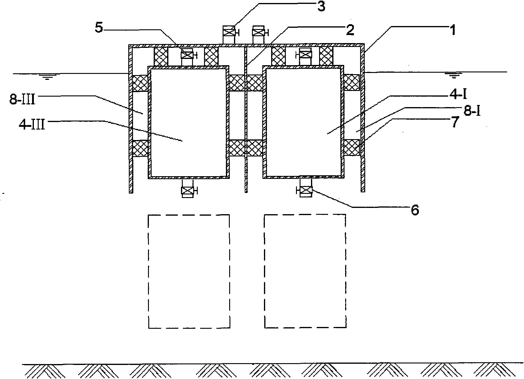 Built-in buoy towing barrel-shaped foundation sinking method