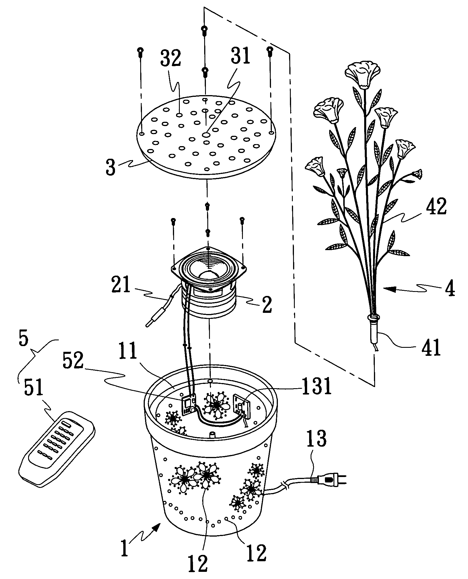 Pot-plant-shaped loudspeaker cabinet