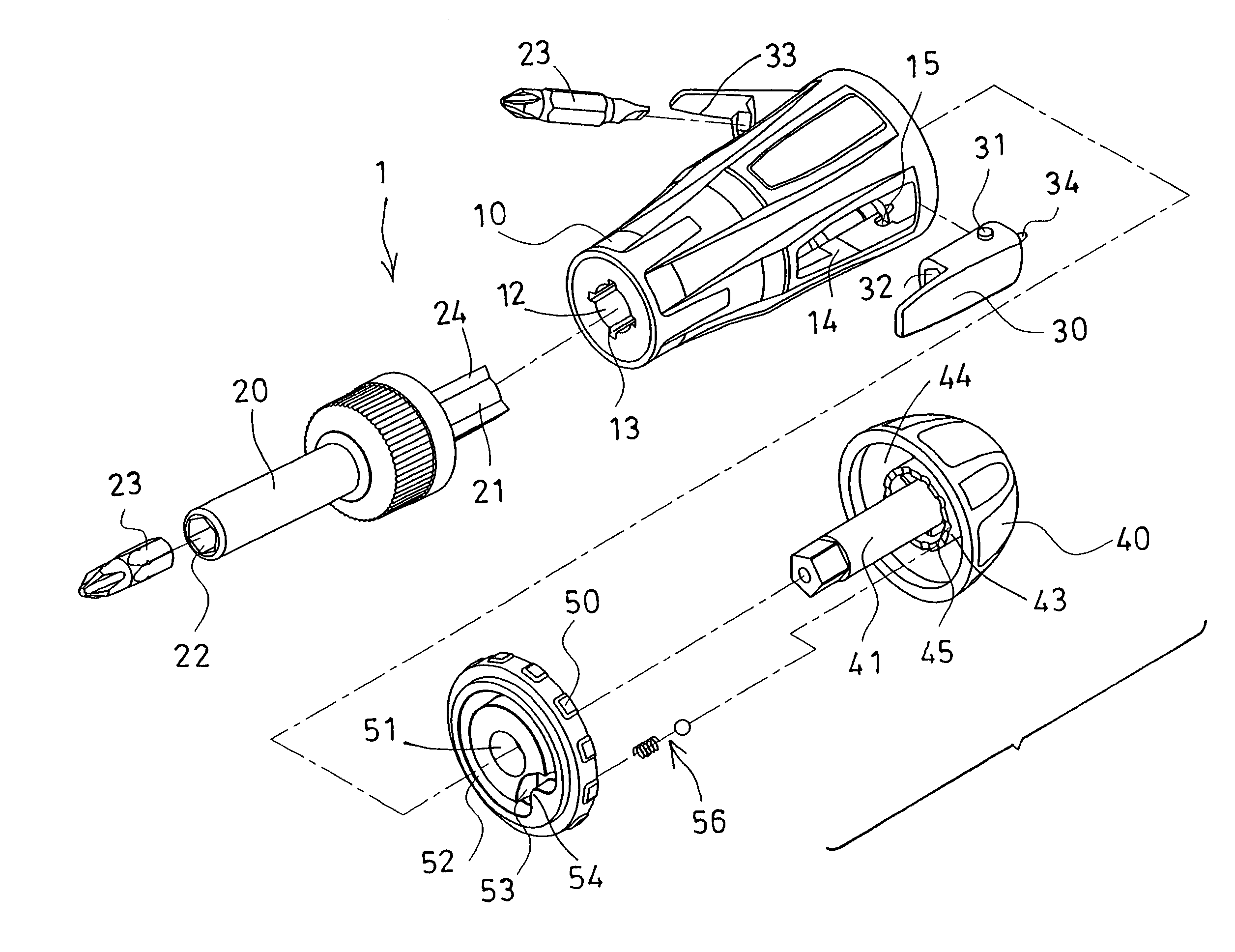 Tool handle having tool receiving structure