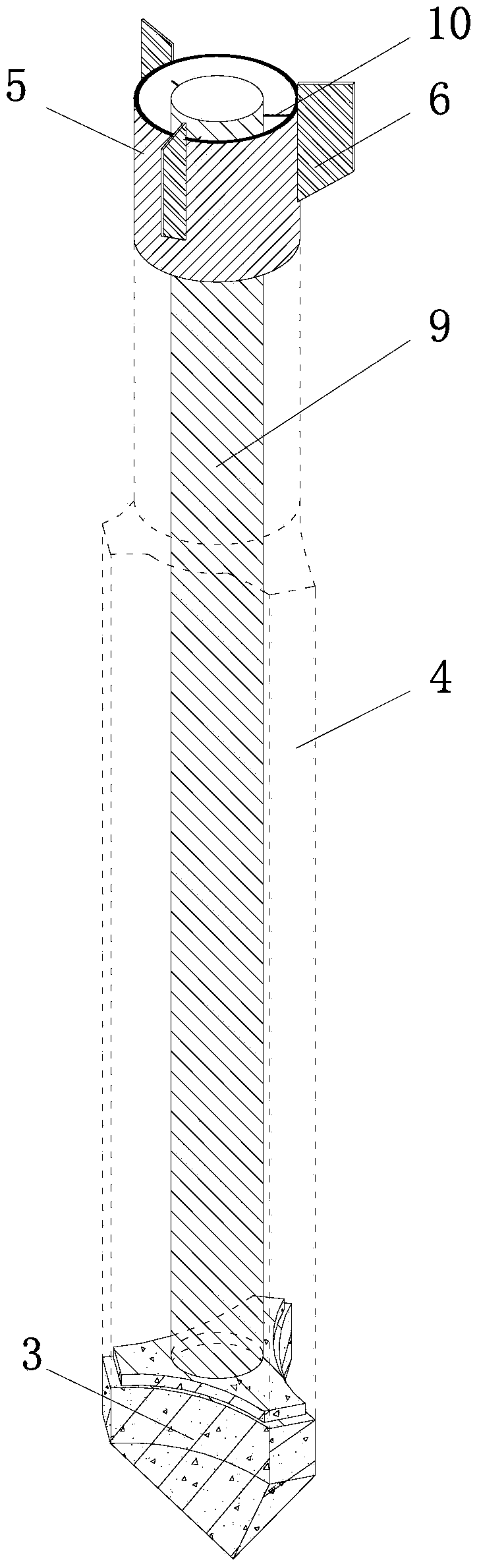 Carbon fiber cloth bag cast-in-situ anti-arch curved surface combined irregular-shaped pile and construction method thereof